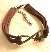Load image into Gallery viewer, 7.75” Infinite Hope Leather Bracelet with extender chain
