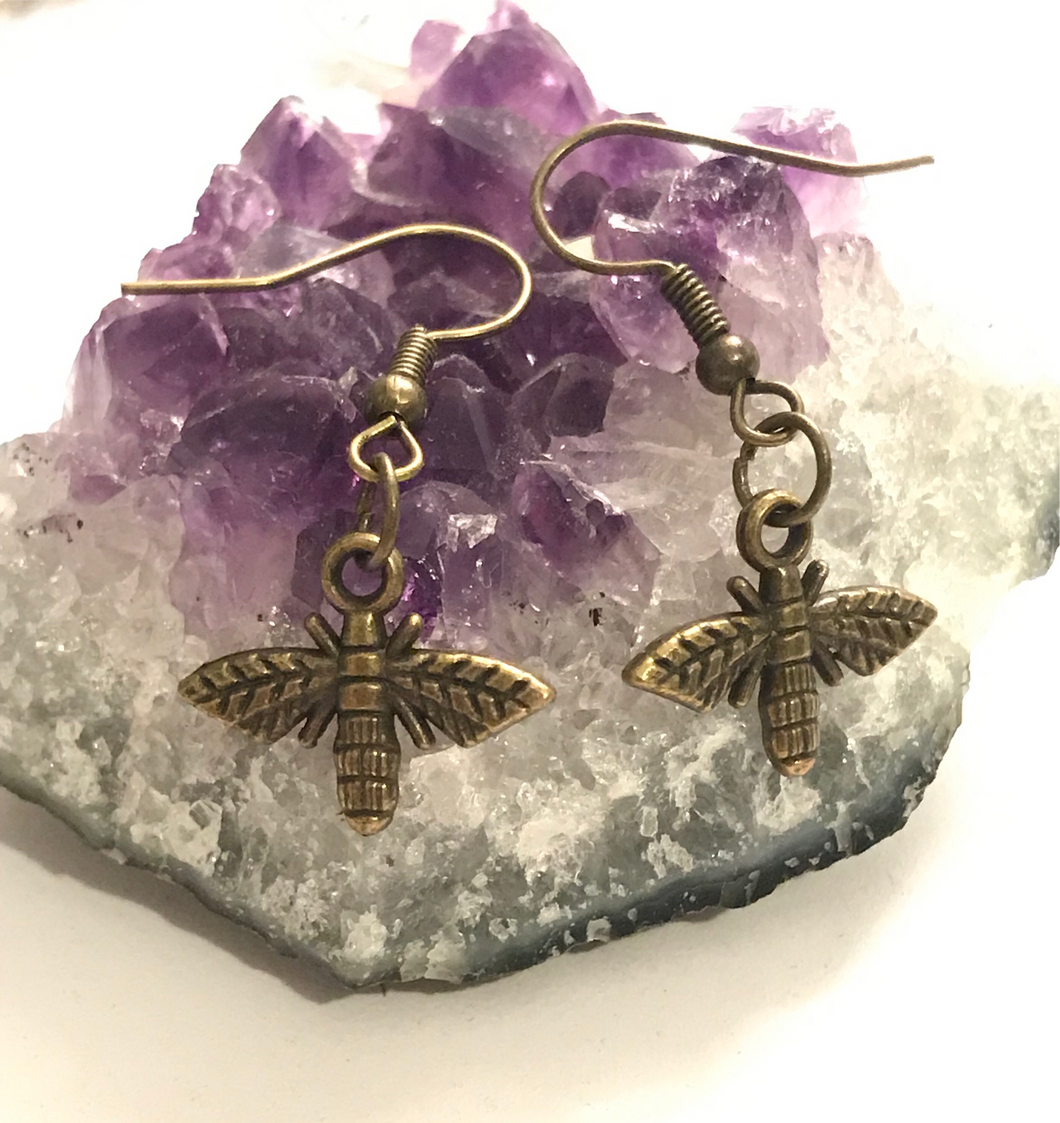 Save The Bees bronze Earrings - bronze bees and hooks, includes rubber backs