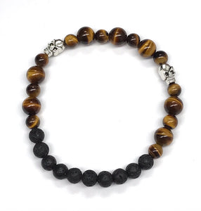 Prey of Tigers Eye 8.25” - tigers eye and lava beads aromatherapy bracelet *only one available*