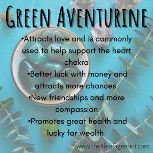 7.6” 4-Leaf Clover bronze charm green aventurine aromatherapy Bracelet