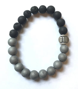 7.1” Gemini Bracelet Black and Silver Druzy with Gemini Spacer *limited 1 left*