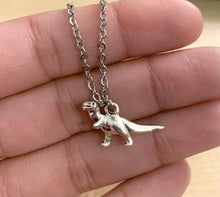 Load image into Gallery viewer, Dinosaur Necklace - stainless steel chain with dinosaur charm
