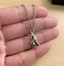 Load image into Gallery viewer, Wolf Spirit Animal Necklace - stainless steel chain with Howling wolf charm
