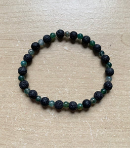 7.1” Moss Life Bracelet- moss agate and lava beads aromatherapy bracelet