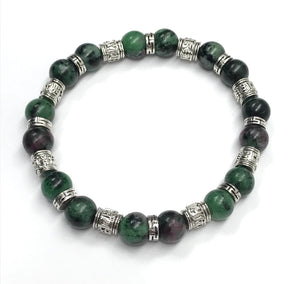 7.9” Laughter Bracelet ruby zoisite with tibetan accents *only one made*