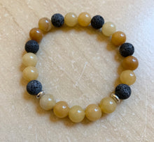 Load image into Gallery viewer, 6.7” Sunshine Daydream Bracelet- yellow aventurine and lava beads aromatherapy *limited* 1 left
