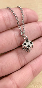 Lucky Dice Necklace 3D dice charm with stainless steel chain necklace