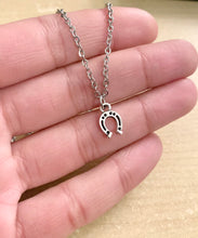 Load image into Gallery viewer, Good Luck Necklace- Horseshoe mini size pendant charm with Stainless Steel necklace
