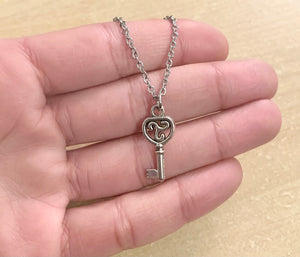Triskele Key Pendant Necklace - stainless steel necklace with key charm *limited only one available*