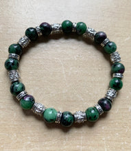 Load image into Gallery viewer, 7.9” Laughter Bracelet ruby zoisite with tibetan accents *only one made*

