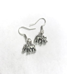 Elephant Earrings Hypoallergenic Silver Plated Hooks