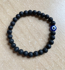 7.1” Evil Eye Bracelet 6mm Lava Bead Bracelet Aromatherapy