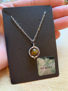 World of Stability Necklace - tigers eye stainless steel necklace