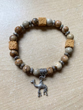 Load image into Gallery viewer, 7.5” Camel’s Life Bracelet - picture Jasper crystals with square yellow lava beads aromatherapy bracelet
