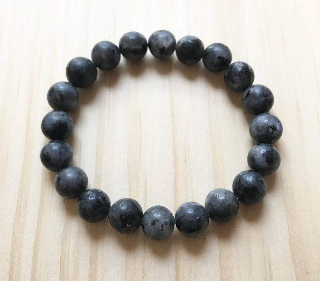 Mysterious Bracelet- Black Labradorite Larvikite crystal