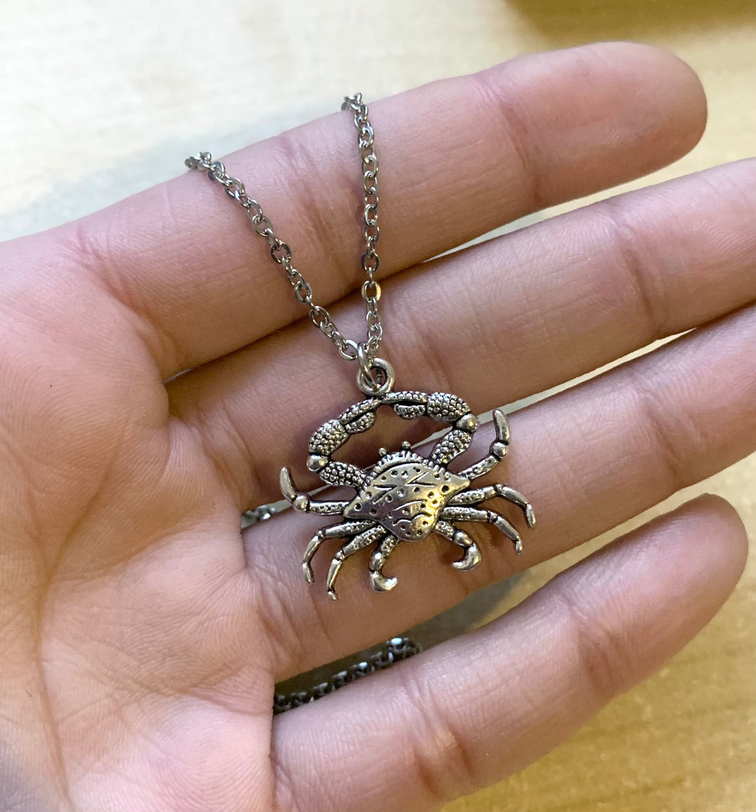 Cancer Zodiac Necklace Crab Charm with Stainless steel chain