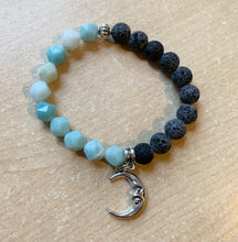 Load image into Gallery viewer, 6.8” Crescent Moon Bracelet- Aromatherapy, Amazonite, Moon Charm
