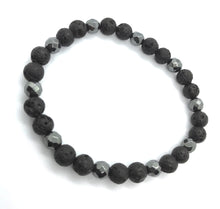 Load image into Gallery viewer, Vibrations Bracelet - hematite and lava beads

