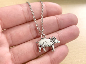 A Boars Life Necklace - stainless steel necklace with 2 sided boar charm