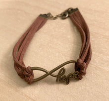 Load image into Gallery viewer, 7.75” Infinite Hope Leather Bracelet with extender chain
