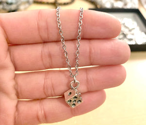 Lucky Dice Necklace 3D dice charm with stainless steel chain necklace