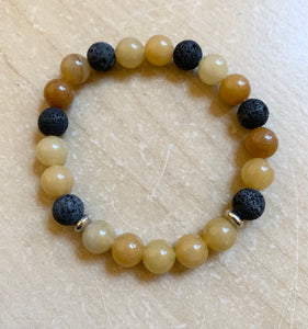 6.7” Sunshine Daydream Bracelet- yellow aventurine and lava beads aromatherapy *limited* 1 left
