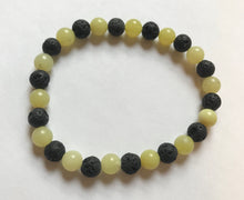 Load image into Gallery viewer, 6.9” Life of a Lemon - lava beads with lemon jade crystal aromatherapy bracelet *only one left*
