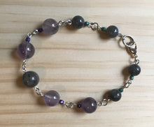 Load image into Gallery viewer, 8.25” Lavender Thoughts Lobster Clasp Bracelet- Amethyst, Labradorite, and Bloodstone
