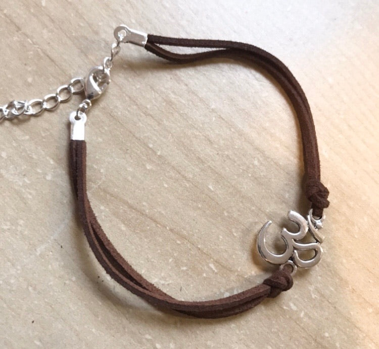 8.25” Ohm charm Leather Bracelet