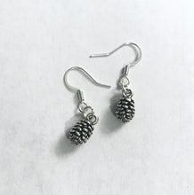 Load image into Gallery viewer, Pinecone Earrings Hypoallergenic Silver Plated hooks
