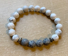 Load image into Gallery viewer, 6.6” Athena Bracelet- howlite and mapstone 8mm beads
