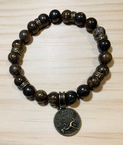 Capricorn Life Bracelet- 7” Bronzite with bronze accents and Capricorn charm