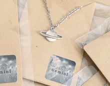 Load image into Gallery viewer, Saturn Necklace - planet Saturn charm with stainless steel chain
