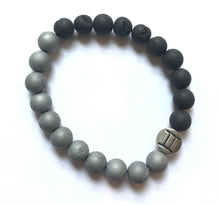 Load image into Gallery viewer, 7.1” Gemini Bracelet Black and Silver Druzy with Gemini Spacer *limited 1 left*
