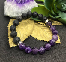 Load image into Gallery viewer, Two Dimensions Amethyst Bracelet- Aromatherapy and Amethyst beads
