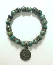 Load image into Gallery viewer, 7.2” Virgo Life Bracelet - African Jasper with bronze accents and Virgo charm
