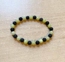 Load image into Gallery viewer, 6.9” Life of a Lemon - lava beads with lemon jade crystal aromatherapy bracelet *only one left*
