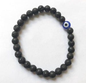 7.1” Evil Eye Bracelet 6mm Lava Bead Bracelet Aromatherapy