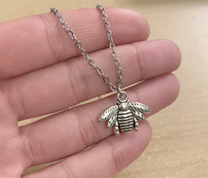 Bees Business Necklace - stainless steel necklace with bee charm