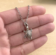 Load image into Gallery viewer, Patience and Wisdom Turtle necklace - stainless steel chain and turtle charm
