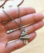 Load image into Gallery viewer, Caterpillar and Mushroom Charm on Stainless Steel Necklace
