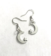 Load image into Gallery viewer, Moon and Star Earrings Hypoallergenic Silver Plated hooks
