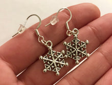 Load image into Gallery viewer, Snowflake Earrings Sterling Silver Hooks
