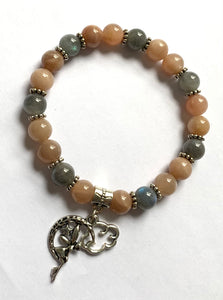 7.5” Fairy Air Element Bracelet- sunstone and Labradorite crystal healing bracelet with fairy cloud charm