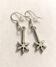 Load image into Gallery viewer, Snowflake Drop Dangle Earrings Sterling Silver Hooks
